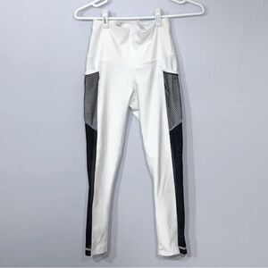 90 degrees by REFLEX | Women’s White Black High Rise Athletic Mesh Leggings